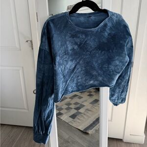 Blue Tie-Dye Cropped Sweatshirt